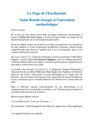 Page de l'Eucharistie